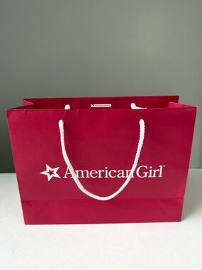 American Girl Store Red Shopping Bag Star Logo 12x9 Paper Gift Bag White Handles